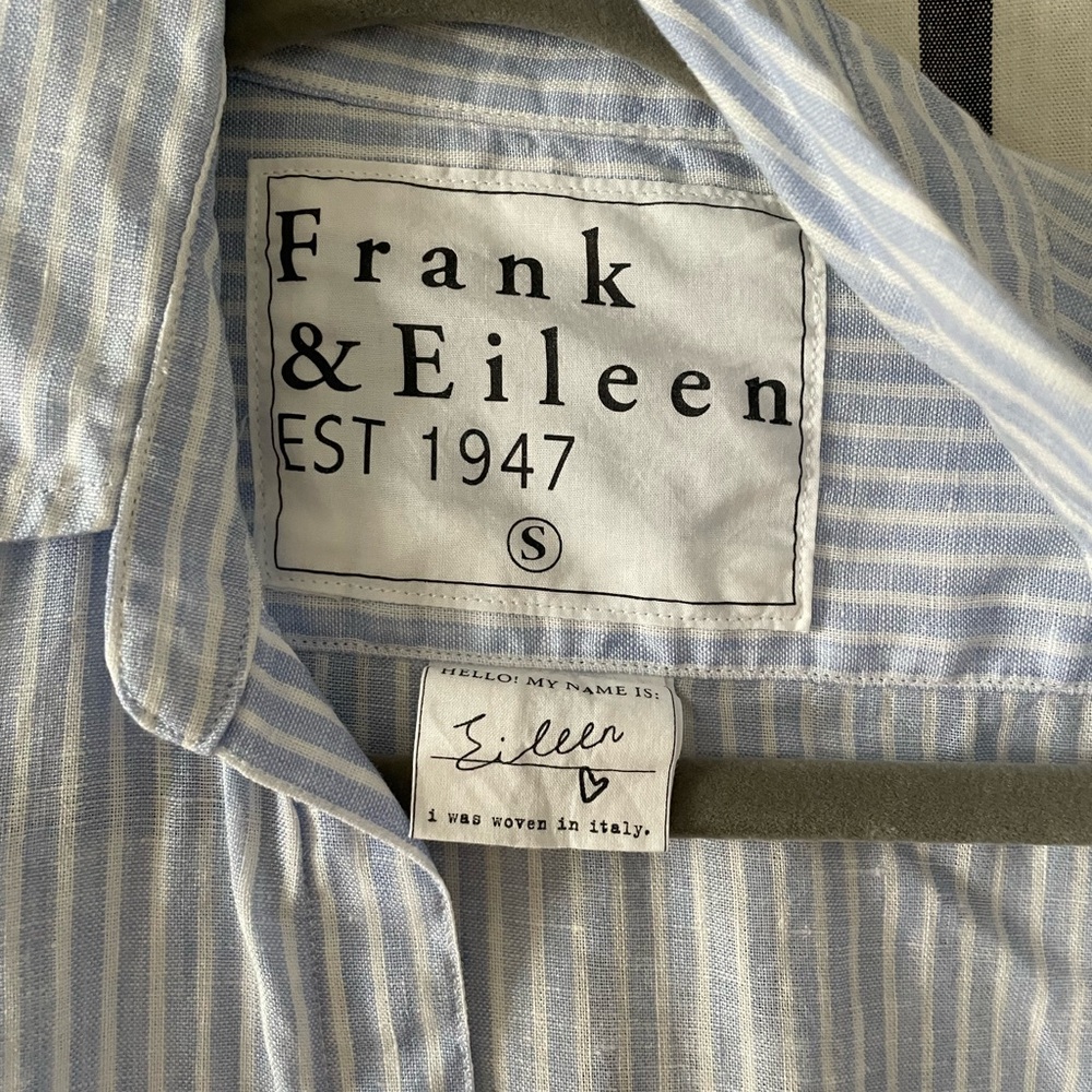 Frank & Eileen Blue Striped Linen Shirt